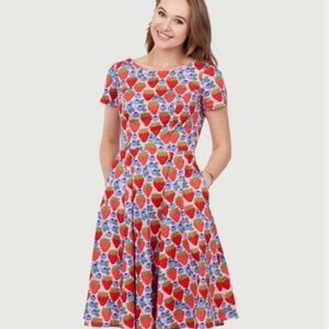 Eva Rose Fruit Dress with Strawberries and Blueberries
